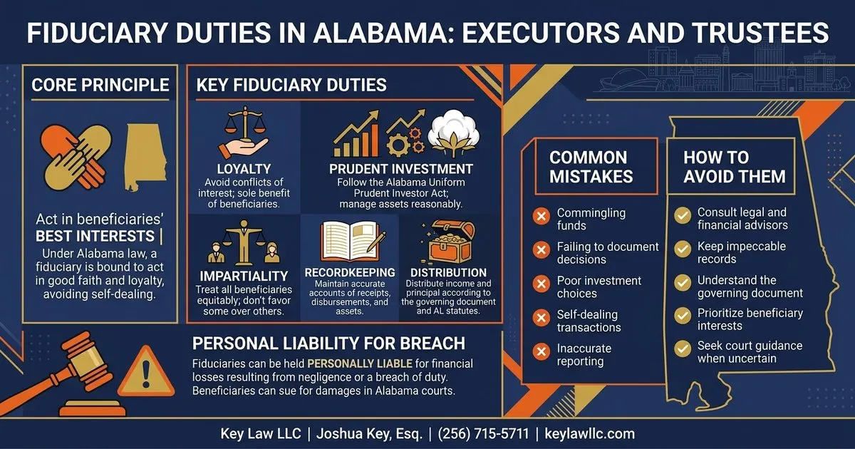 Fiduciary duties for Alabama executors and trustees -- legal obligations and liability, Key Law LLC