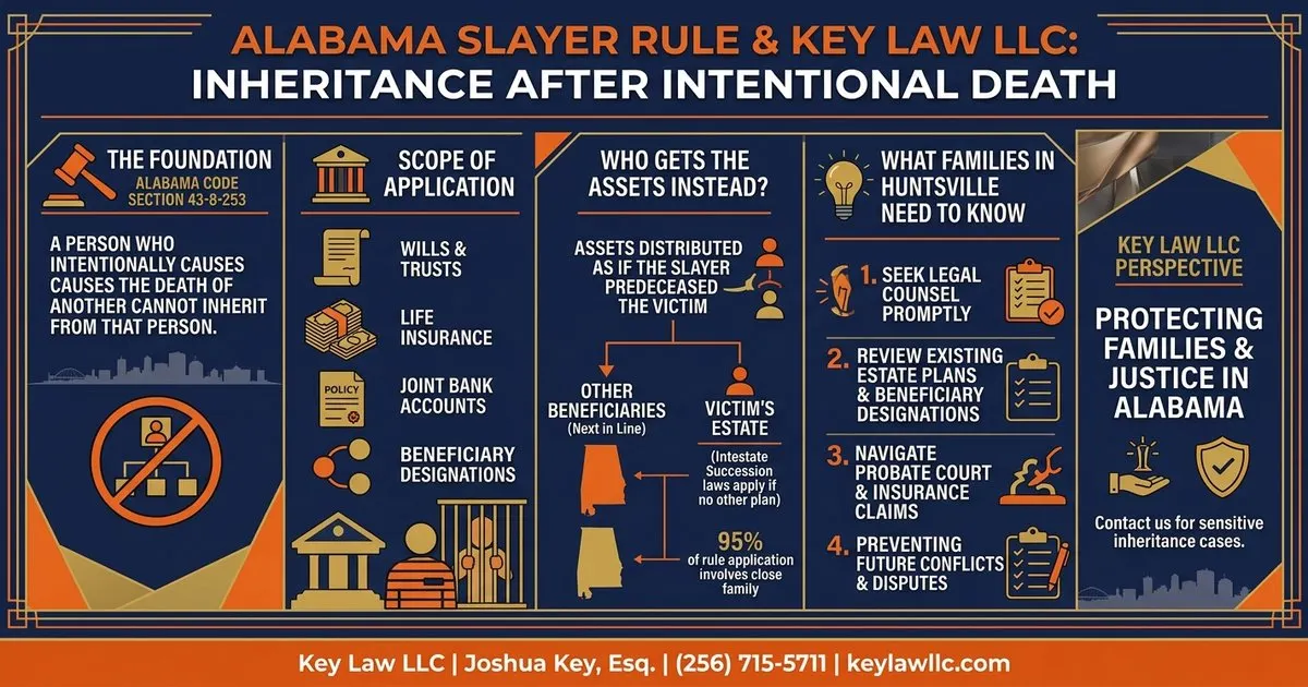 Alabama slayer rule Section 43-8-253 -- killers cannot inherit estate assets, Key Law LLC