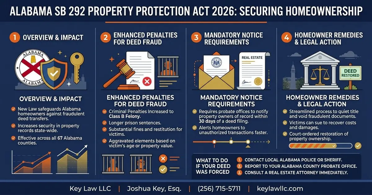 Alabama SB 292 Property Protection Act 2026 -- homeowner deed fraud protection, Key Law LLC