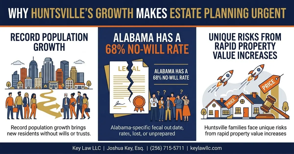 Estate planning urgency for Huntsville Alabama new residents amid growth boom, Key Law LLC
