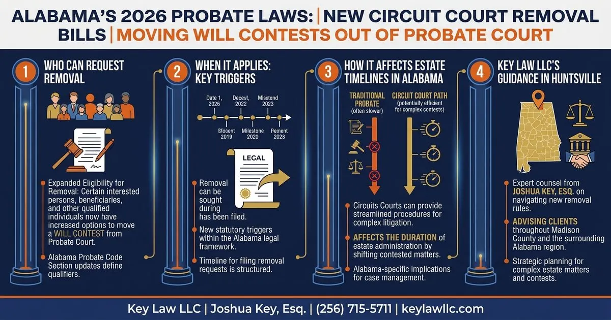 Alabama 2026 probate law changes -- circuit court removal and will contest rules, Key Law LLC Huntsville