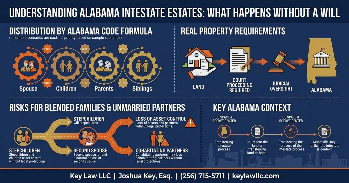 Alabama intestate estate distribution -- what happens when someone dies without a will, Key Law LLC
