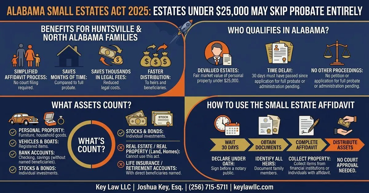 Alabama Small Estates Act 2025 -- skip probate for estates under $25,000, Key Law LLC
