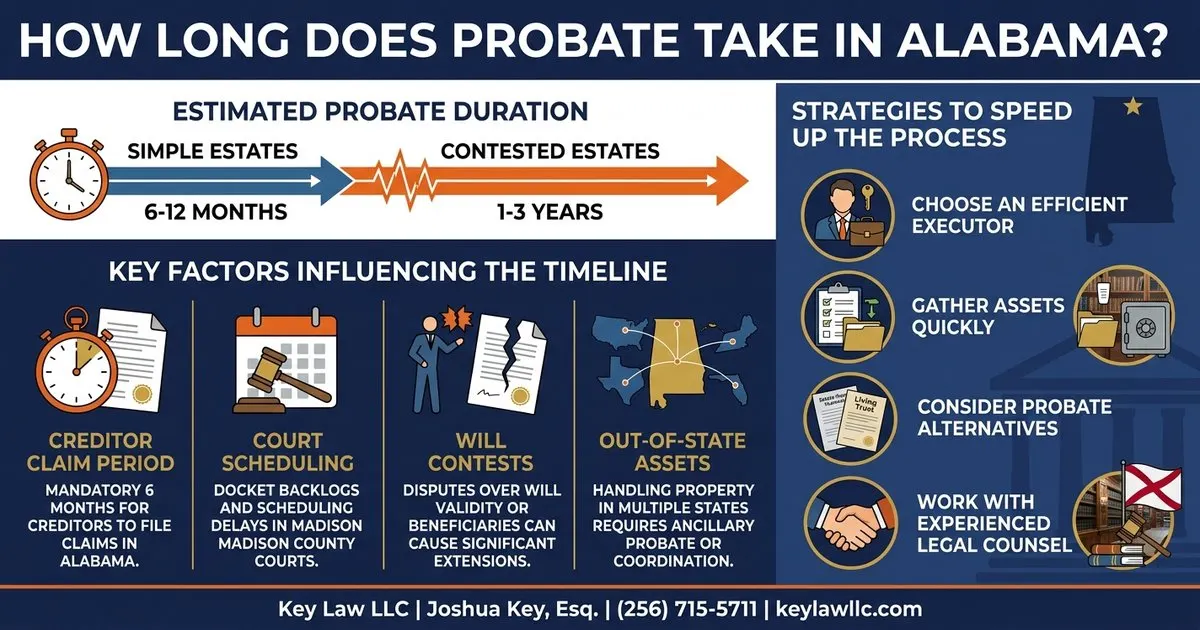 How long Alabama probate takes -- timeline for simple and contested estates, Key Law LLC